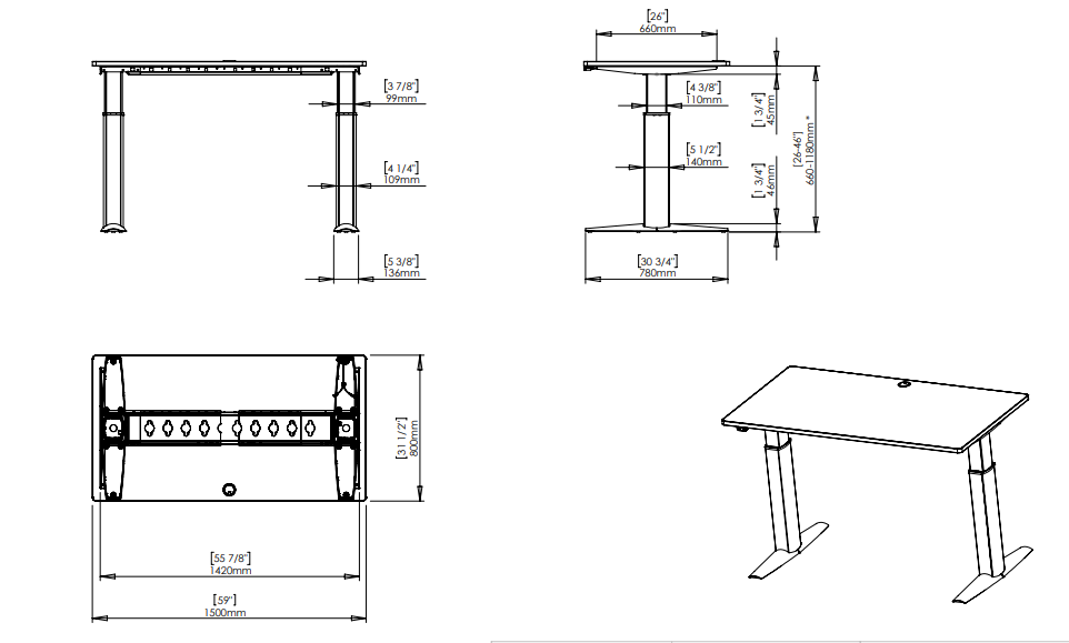 Conset Quality Ergonomics Electric Standing Desk 501-23