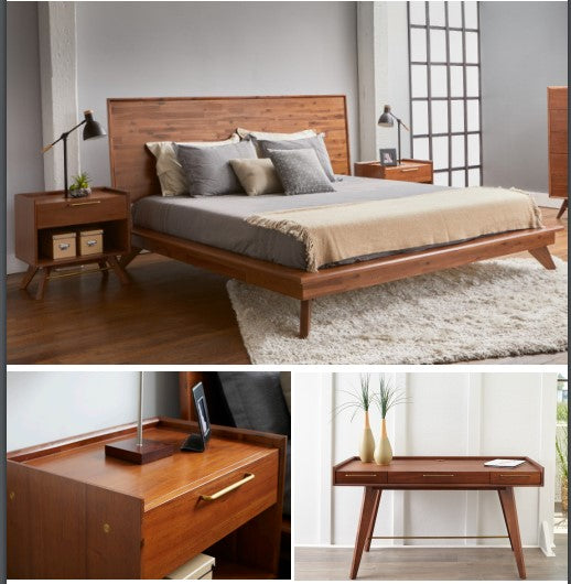 Denali Wood Platform Bed in Walnut Finish