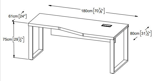 Stavanger Crescent Desk 71" in Dark Grey