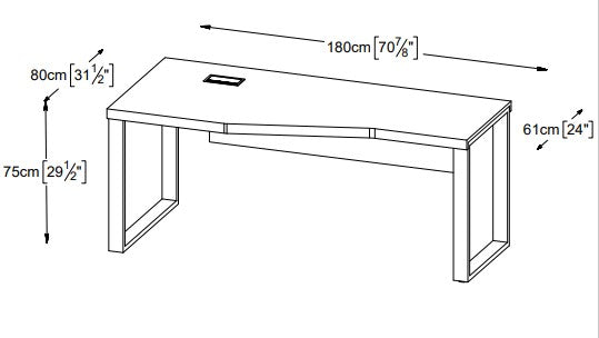 Stavanger Crescent Desk 71" in Dark Grey