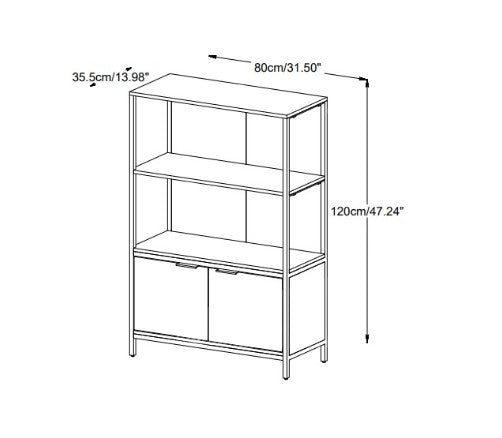 Sierra Bookcase W/ Doors 32x14x47 Inches