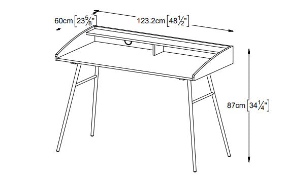 260-Brown Home Writing Desk with Top Shelf