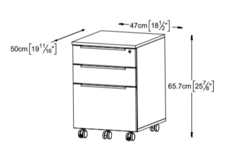 Kalmar 3-Drawer Mobile File Cabinet 19 x 25"