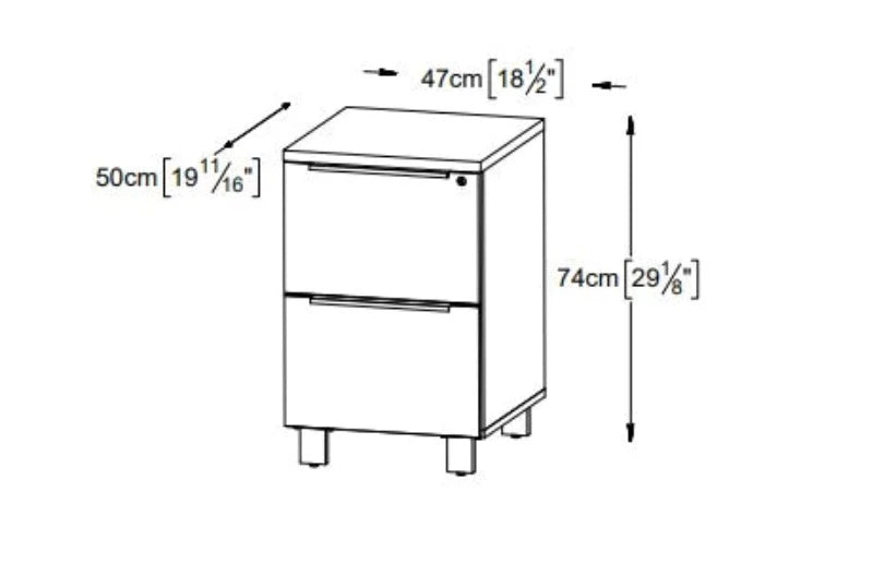 2-Drawer High Pedestal Cabinet in Grey K124-Grey