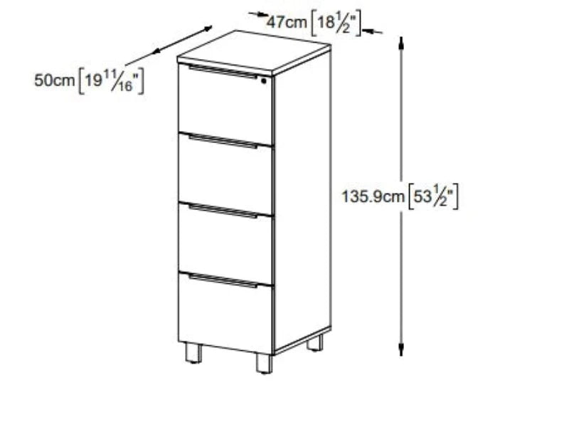 Kalmar 4-Drawer Filing Cabinet In Grey 19 x 53"