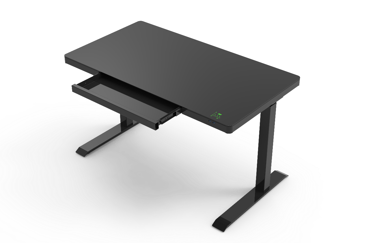 Smart Electric Standing Desk Glass Top 47” Black and White