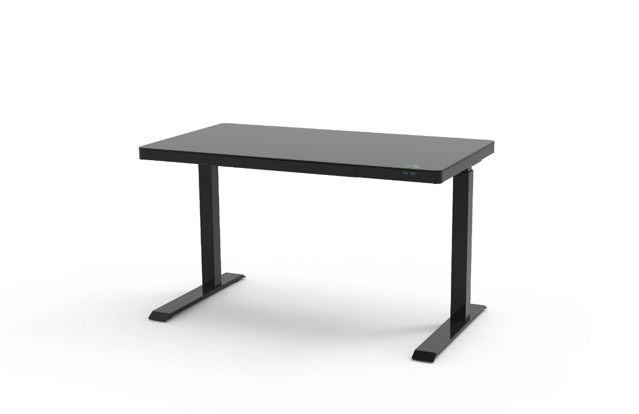 Smart  Electric Standing Desk Glass Top 47” Black and White
