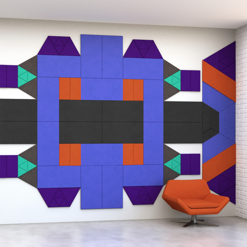 EchoDeco 85% Acoustic Wall Tile Trapezoid & Square Shapes