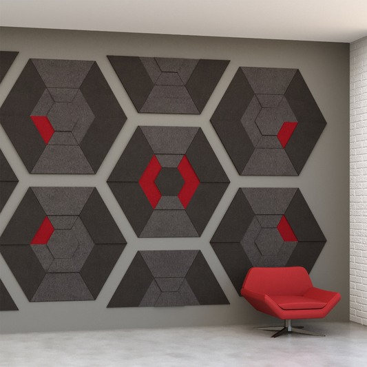 EchoDeco 90% Acoustic Wall Tile Shapes 12" & 24" Square Trapezoid