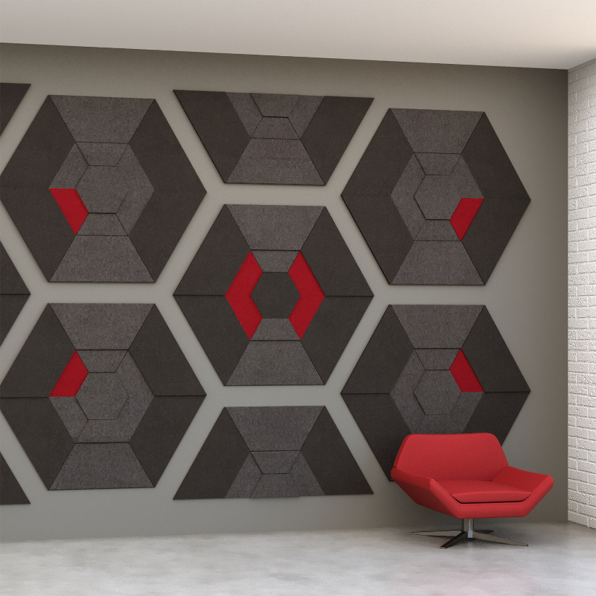 EchoDeco 85% Acoustic Wall Tile Parallelogram Shapes 12" & 24"