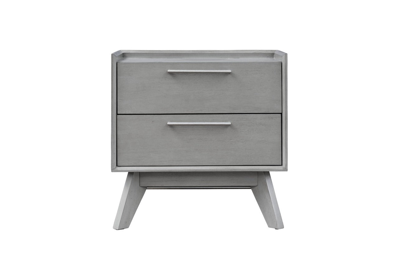 Rainier Night Stand 2 Drawer in Grey