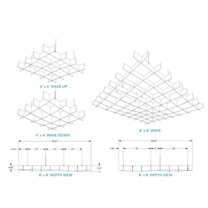 EchoDeco Acoustic Ceiling Grid Baffles 20-28 Feet Width
