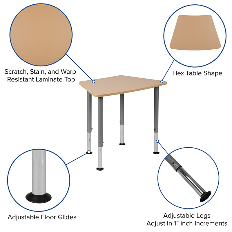 Hex Student Desk Adjustable Legs