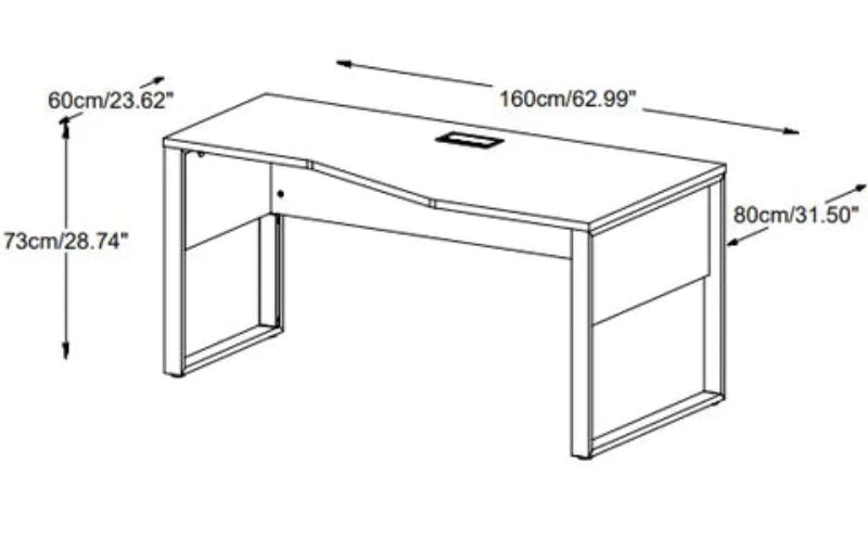 Kalmar Crescent Shape Desk 63" w/ USB and Power Outlets