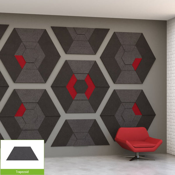 EchoDeco 90% Acoustic Wall Tile Shapes 12 & 24 Square Trapezoid