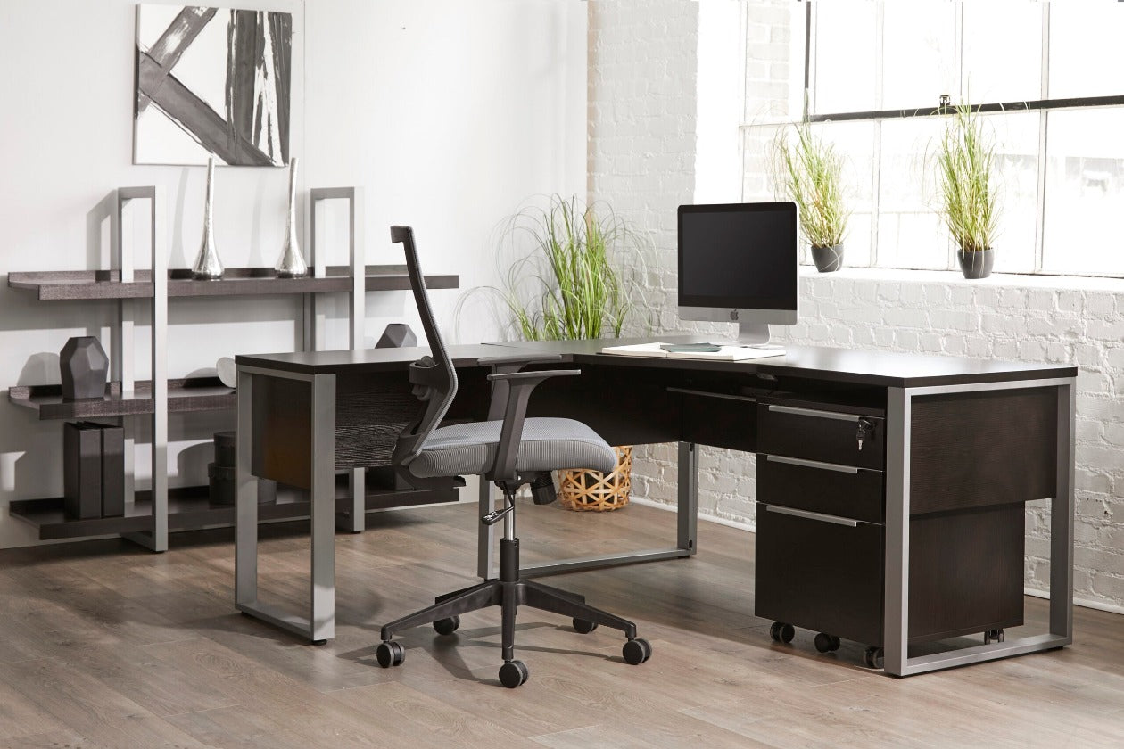 Kalmar Crescent Shape Desk 63" w/ USB and Power Outlets