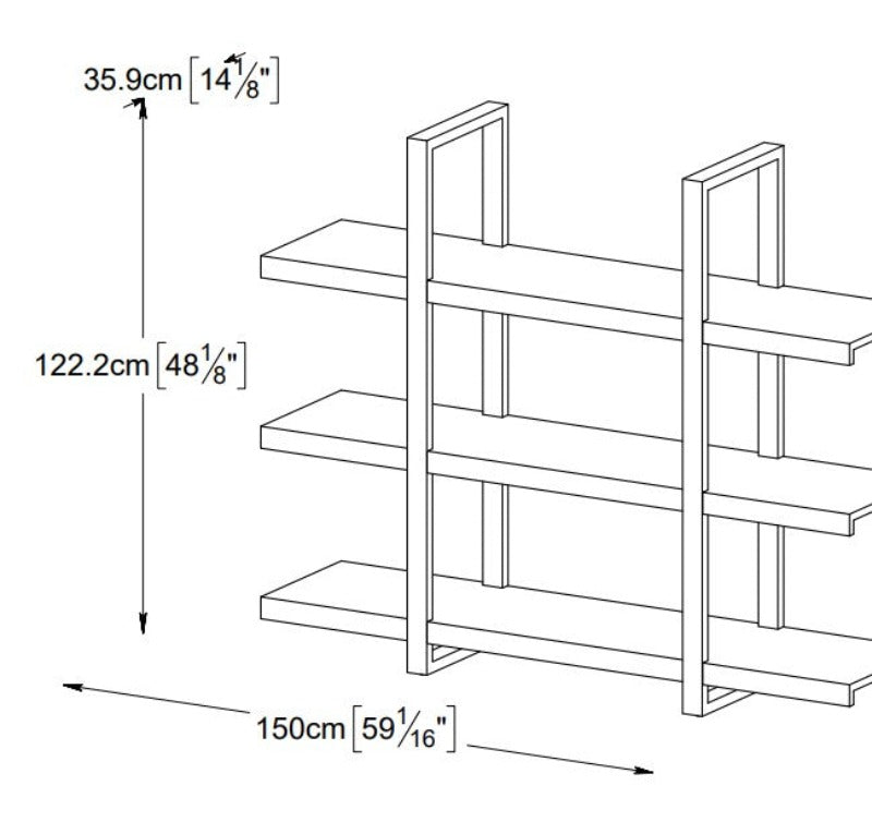 Stavanger Tall and Low Bookcase in Dark Grey